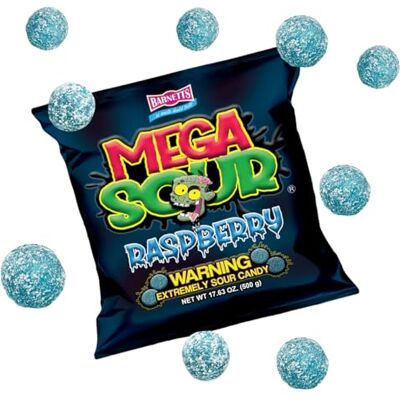 Barnetts MEGA SOUR RASPBERRY 500g - Publicité Barnetts MEGA SOUR RASPBERRY 500g - Publicité