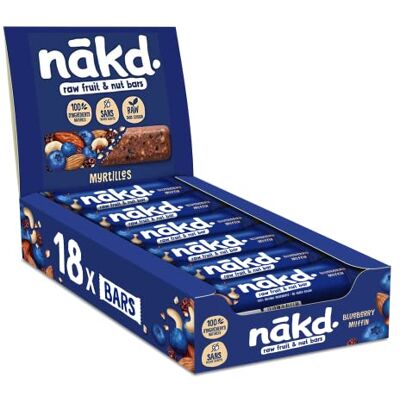 Nakd Muffin Myrtille Barres de Fruits et Noix Naturels - Végane - Sans Gluten - Sain - Publicité Nakd Muffin Myrtille Barres de Fruits et Noix Naturels - Végane - Sans Gluten - Sain - Publicité