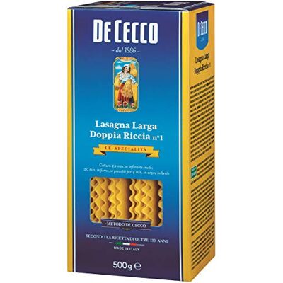 De Cecco Lasagne large à bord frisé n°1 Sachet 500g - Publicité De Cecco Lasagne large à bord frisé n°1 Sachet 500g - Publicité