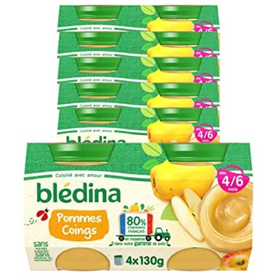 Blédina Petits pots bébé Pommes Coings 80% d'ingrédients Français De 4 à 6 mois 12 pots de 130g - Publicité Blédina Petits pots bébé Pommes Coings 80% d'ingrédients Français De 4 à 6 mois 12 pots de 130g - Publicité