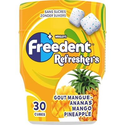 Freedent Refreshers Chewing-gum Mangue Ananas Boîte de 30 dragées sans sucres 67 g - Publicité Freedent Refreshers Chewing-gum Mangue Ananas Boîte de 30 dragées sans sucres 67 g - Publicité