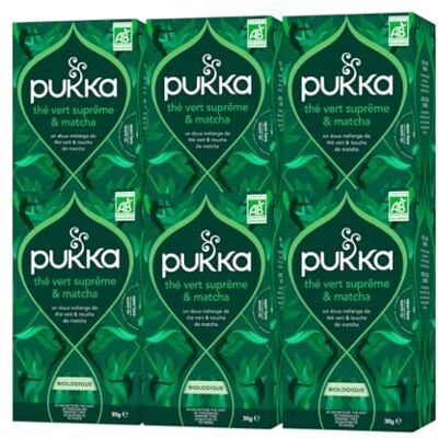 Lipton Pukka Infusion Bio Thé Vert Suprême et Matcha, Infusion Biologique et Ayurvédique, 100% des Ingrédients Issus du Commerce Équitable, Lot de 6x20 sachets, 120 Sachets - Publicité Lipton Pukka Infusion Bio Thé Vert Suprême et Matcha, Infusion Biologique et Ayurvédique, 100% des Ingrédients Issus du Commerce Équitable, Lot de 6x20 sachets, 120 Sachets - Publicité