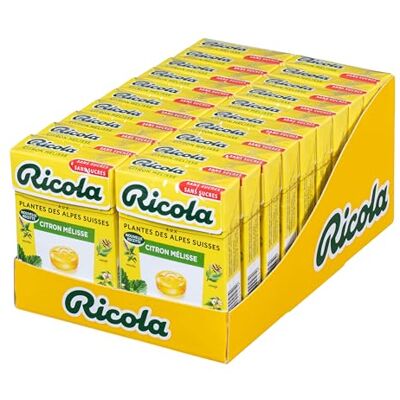 Ricola Bonbons aux Plantes Suisses Parfum Citron Mélisse- Gourmand et Rafraîchissant Sans Sucres Lot de 20 Boîtes de 50g - Publicité Ricola Bonbons aux Plantes Suisses Parfum Citron Mélisse- Gourmand et Rafraîchissant Sans Sucres Lot de 20 Boîtes de 50g - Publicité