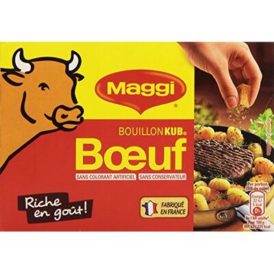 Maggi Nestlé Bouillon Kub Goût Boeuf (18 Cubes) 180 g (18 x 10 g) - Publicité Maggi Nestlé Bouillon Kub Goût Boeuf (18 Cubes) 180 g (18 x 10 g) - Publicité