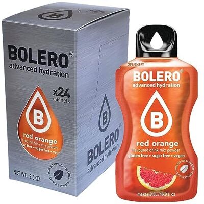 Bolero Boléro RED ORANGE 24x3g Jus en poudre sans sucre, édulcoré à la stévia + vitamine C pour enfants et sportifs sans gluten, végétalien saveur orange rouge - Publicité Bolero Boléro RED ORANGE 24x3g Jus en poudre sans sucre, édulcoré à la stévia + vitamine C pour enfants et sportifs sans gluten, végétalien saveur orange rouge - Publicité