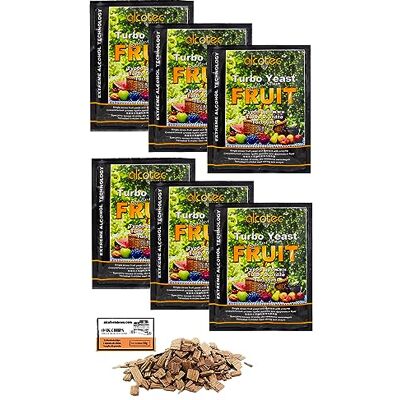 AlcoFermBrew 6 x Turbo Levure Alcotec Turbo Fruit 60g, Levure pour la fermentation des fruits, Distillateurs Levure, Levure Rapide, Gnôle Alcool - Publicité AlcoFermBrew 6 x Turbo Levure Alcotec Turbo Fruit 60g, Levure pour la fermentation des fruits, Distillateurs Levure, Levure Rapide, Gnôle Alcool - Publicité