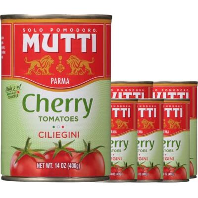 Mutti Tomates cerises (Ciliegini), 397 g Lot de 6 Marque n°1 de tomates italiennes Goût frais pour la cuisine Tomates en conserve Convient aux végétaliens et sans gluten Sans additifs ni - Publicité Mutti Tomates cerises (Ciliegini), 397 g Lot de 6 Marque n°1 de tomates italiennes Goût frais pour la cuisine Tomates en conserve Convient aux végétaliens et sans gluten Sans additifs ni - Publicité