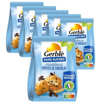 Gerblé – Moelleux Pépites de Chocolat – Sans Sucres – Cacao Durable – Sans Huile de Palme – Nutri-Score B – Lot de 6 – 7 Sachets Individuels – 196 g - Publicité Gerblé – Moelleux Pépites de Chocolat – Sans Sucres – Cacao Durable – Sans Huile de Palme – Nutri-Score B – Lot de 6 – 7 Sachets Individuels – 196 g - Publicité