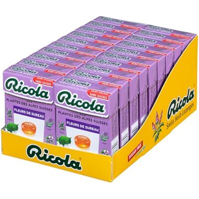 Ricola Bonbons aux Plantes Suisses, Parfum Fleurs de Sureau, Rafraîchissant, Sans Sucres, Carton de 20 Boîtes de 50g - Publicité Ricola Bonbons aux Plantes Suisses, Parfum Fleurs de Sureau, Rafraîchissant, Sans Sucres, Carton de 20 Boîtes de 50g - Publicité
