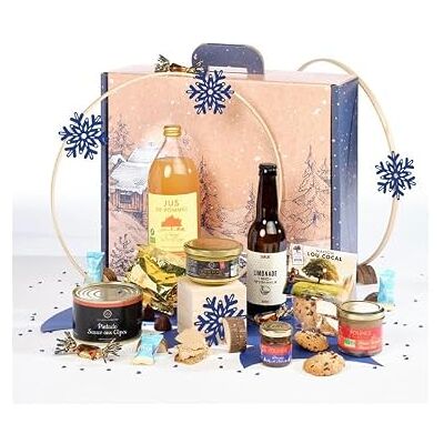 Cellier du Périgord Coffret Plaisirs Panier Gourmands 2025 sans porc ni alcool, foie gras 120g, pintade cèpes, valisette - Publicité Cellier du Périgord Coffret Plaisirs Panier Gourmands 2025 sans porc ni alcool, foie gras 120g, pintade cèpes, valisette - Publicité