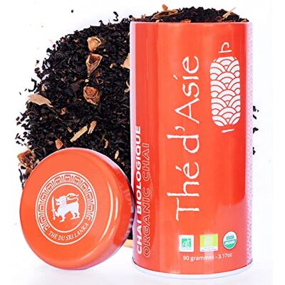 Khla Thé Chai Bio pour Chai Latte Boite Métal Vrac 90 g Noir Chaï Masala Épicé Ceylan Biologique Feuilles Séchées Thé d’Asie Réconfortant & Gourmand Origine Sri Lanka - Publicité Khla Thé Chai Bio pour Chai Latte Boite Métal Vrac 90 g Noir Chaï Masala Épicé Ceylan Biologique Feuilles Séchées Thé d’Asie Réconfortant & Gourmand Origine Sri Lanka - Publicité