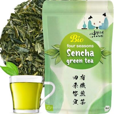 Goodwei Thé vert Sencha Bio "Quatre Saisons" Thé vert aromatique et de 250g. Biologique, Naturel et Pur - Publicité Goodwei Thé vert Sencha Bio "Quatre Saisons" Thé vert aromatique et de 250g. Biologique, Naturel et Pur - Publicité