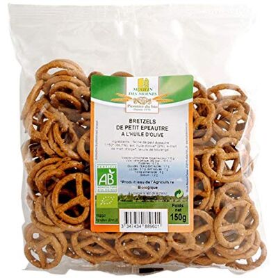 Epicerie salée Moulin Des Moines Bretzels Petit Épeautre À L'Huile D'Olive 150G Vendu par unité - Publicité Epicerie salée Moulin Des Moines Bretzels Petit Épeautre À L'Huile D'Olive 150G Vendu par unité - Publicité