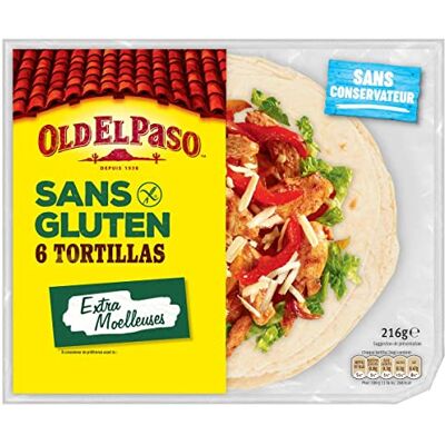 AUCHAN Lot de 3 unités *** OLD EL PASO Tortillas extra moelleuses sans gluten 6 tortillas 216g - Publicité AUCHAN Lot de 3 unités *** OLD EL PASO Tortillas extra moelleuses sans gluten 6 tortillas 216g - Publicité