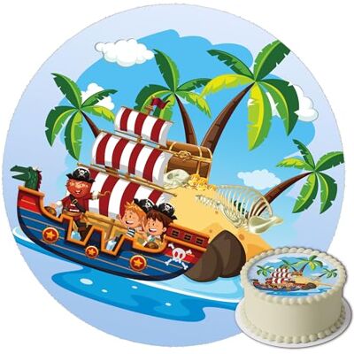J&M DECO Décoration Gâteau Pirate Crème et Pétales pour Gâteau Rond 20 cm Papier Comestible Anniversaire - Publicité J&M DECO Décoration Gâteau Pirate Crème et Pétales pour Gâteau Rond 20 cm Papier Comestible Anniversaire - Publicité