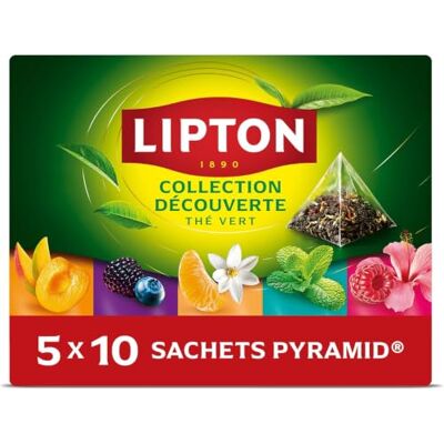 Lipton Coffret de thés Verts 50 Sachets de Thé Pyramid 5 Saveurs Différentes dont Hibiscus Framboise Pour thé Chaud ou Glacé Sachets de Thé d'Origine Végétale Certifiés Rainforest Alliance - Publicité Lipton Coffret de thés Verts 50 Sachets de Thé Pyramid 5 Saveurs Différentes dont Hibiscus Framboise Pour thé Chaud ou Glacé Sachets de Thé d'Origine Végétale Certifiés Rainforest Alliance - Publicité