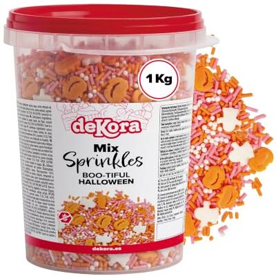 dekora Vermicelles Halloween 1 kg, Sprinkles pour Gâteaux et Cupcakes Décorations en sucre avec citrouilles et fantômes, Sans gluten - Publicité dekora Vermicelles Halloween 1 kg, Sprinkles pour Gâteaux et Cupcakes Décorations en sucre avec citrouilles et fantômes, Sans gluten - Publicité