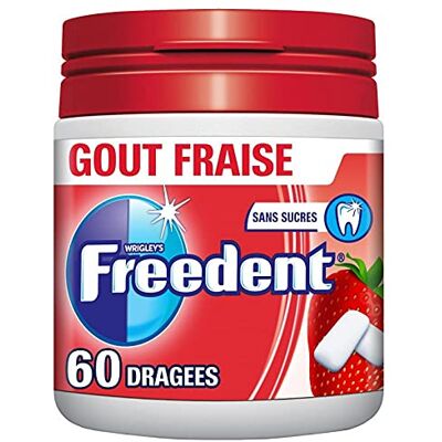 CHEWING-GUM SANS SUCRES MENTHE FRAISE 5X10 84G, FREEDENT, LOT DE 3 - Publicité CHEWING-GUM SANS SUCRES MENTHE FRAISE 5X10 84G, FREEDENT, LOT DE 3 - Publicité