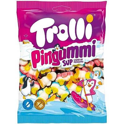 Trolli Pingummi 150g Pingouins en guimauve et gomme à mâcher aux fruits - Publicité Trolli Pingummi 150g Pingouins en guimauve et gomme à mâcher aux fruits - Publicité