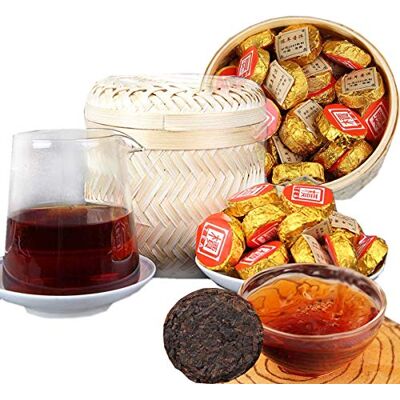 HELLOYOUNG Thé Pu'er Chinois Poids Net 500g (1.1LB) Thé Puer mûr Thé Noir Chennian Mini Gâteau Doré Vieux Arbres Pu Erh Thé Soins de Santé - Publicité HELLOYOUNG Thé Pu'er Chinois Poids Net 500g (1.1LB) Thé Puer mûr Thé Noir Chennian Mini Gâteau Doré Vieux Arbres Pu Erh Thé Soins de Santé - Publicité