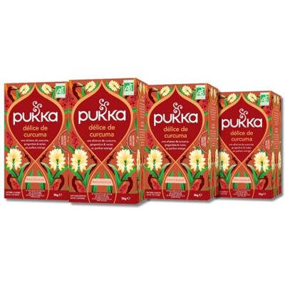 Lipton Pukka, Infusion Bio Délice de Curcuma, Infusion Biologique et Ayurvédique,100% des Ingrédients Issus du Commerce Equitable,80 Sachets, Lot de 4x20 sachets - Publicité Lipton Pukka, Infusion Bio Délice de Curcuma, Infusion Biologique et Ayurvédique,100% des Ingrédients Issus du Commerce Equitable,80 Sachets, Lot de 4x20 sachets - Publicité