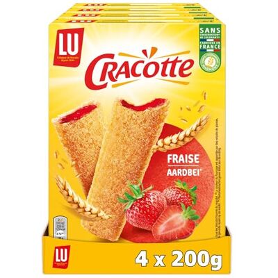 LU CRACOTTE 4 Boîtes de Cracotte Fraise Cracotte Croustillante Fourrée à la Fraise Biscuits Gourmand Petit Déjeuner et Goûter Fabriqué en France Lot de 4x200g - Publicité LU CRACOTTE 4 Boîtes de Cracotte Fraise Cracotte Croustillante Fourrée à la Fraise Biscuits Gourmand Petit Déjeuner et Goûter Fabriqué en France Lot de 4x200g - Publicité