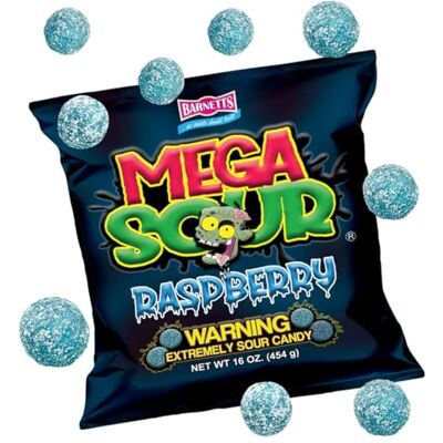 Barnetts Sweets Mega Sour Candy Framboise (454g) - Publicité Barnetts Sweets Mega Sour Candy Framboise (454g) - Publicité