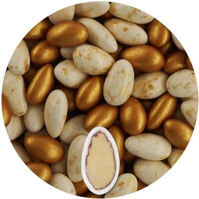 EinsSein 1kg Dragees mariage amande Conchiglia Saveur Secco Mix ivoire & or dragées baptême communion amandes feter et recevoir fêter de fete couleur pas cher aux bombe tag voir mes etui contenant - Publicité EinsSein 1kg Dragees mariage amande Conchiglia Saveur Secco Mix ivoire & or dragées baptême communion amandes feter et recevoir fêter de fete couleur pas cher aux bombe tag voir mes etui contenant - Publicité