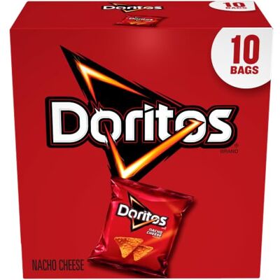 Doritos Frito-Lay Tortilla Chips, Nacho Cheese, 1oz Bags (10 Pack) - Publicité Doritos Frito-Lay Tortilla Chips, Nacho Cheese, 1oz Bags (10 Pack) - Publicité