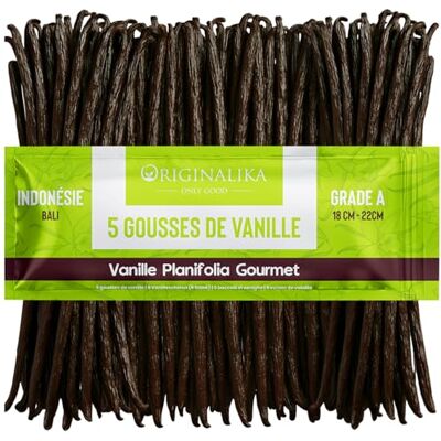 Originalika Gousse de Vanille Grade A d'Indonésie Vanille Gousse Qualité Gourmet, Extra Longue 18-22 cm et Très Grasse Emballage Sous Vide avec Sachet Zip Fraîcheur Arôme Riche et Intense - Publicité Originalika Gousse de Vanille Grade A d'Indonésie Vanille Gousse Qualité Gourmet, Extra Longue 18-22 cm et Très Grasse Emballage Sous Vide avec Sachet Zip Fraîcheur Arôme Riche et Intense - Publicité