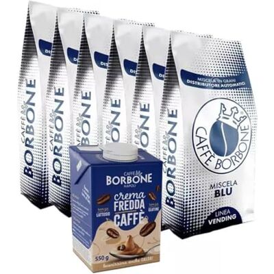Caffè Borbone Café en grains mélange BLEU 1 kg x 6 et Crème froide au café 550 gr - Publicité Caffè Borbone Café en grains mélange BLEU 1 kg x 6 et Crème froide au café 550 gr - Publicité