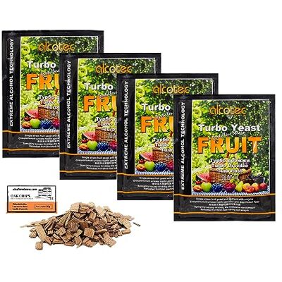 AlcoFermBrew 4 x Turbo Levure Alcotec Turbo Fruit 60g, Levure pour la fermentation des fruits, Distillateurs Levure, Levure Rapide, Gnôle Alcool - Publicité AlcoFermBrew 4 x Turbo Levure Alcotec Turbo Fruit 60g, Levure pour la fermentation des fruits, Distillateurs Levure, Levure Rapide, Gnôle Alcool - Publicité