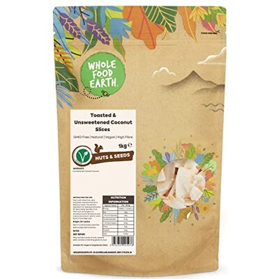 Wholefood Earth Copeaux de noix de coco grillés et non sucrés Sans OGM Végans Sans produits laitiers Sans sucre ajouté 1 kg - Publicité Wholefood Earth Copeaux de noix de coco grillés et non sucrés Sans OGM Végans Sans produits laitiers Sans sucre ajouté 1 kg - Publicité