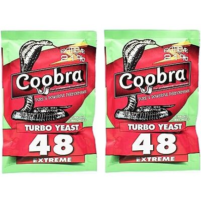 AlcoFermBrew 2 x Turbo Levure Coobra 48 Extreme 135g, Levure pour la fermentation du sucre et des fruits, Distillateurs Levure, Levure Rapide, Gnôle Alcool - Publicité AlcoFermBrew 2 x Turbo Levure Coobra 48 Extreme 135g, Levure pour la fermentation du sucre et des fruits, Distillateurs Levure, Levure Rapide, Gnôle Alcool - Publicité
