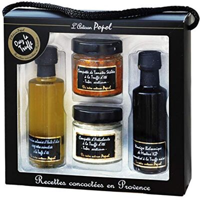 L'artisan Popol saveurs culinaires Recettes concoctées en Provence Coffret autour de la truffe Spécialité provençale et artisanale Le cadeau idéal - Publicité L'artisan Popol saveurs culinaires Recettes concoctées en Provence Coffret autour de la truffe Spécialité provençale et artisanale Le cadeau idéal - Publicité