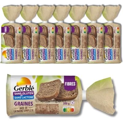 Gerblé Pain aux graines Sans Gluten et Sans Lactose Lot de 8 Pains aux graines (8x300g) - Publicité Gerblé Pain aux graines Sans Gluten et Sans Lactose Lot de 8 Pains aux graines (8x300g) - Publicité
