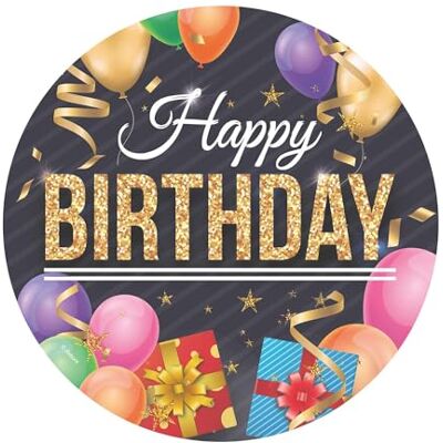 dekora , Disque d'Azyme Comestible Happy Birthday, Décoration pour Gâteaux d'Anniversaire, Rond 20 CM - Publicité dekora , Disque d'Azyme Comestible Happy Birthday, Décoration pour Gâteaux d'Anniversaire, Rond 20 CM - Publicité