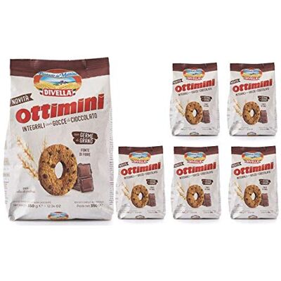 Divella Biscotti Ottimini Integrali Con Gocce di Cioccolato 6 Confezioni da 350 grammi - Publicité Divella Biscotti Ottimini Integrali Con Gocce di Cioccolato 6 Confezioni da 350 grammi - Publicité