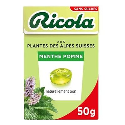 Ricola Menthe Pomme Sans Sucres 50G Lot De 4 - Publicité Ricola Menthe Pomme Sans Sucres 50G Lot De 4 - Publicité