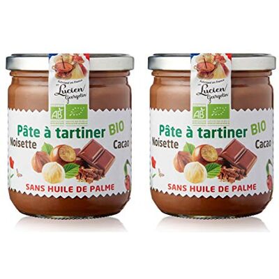LUCIEN GEORGELIN Lot de 2 Pâtes à tartiner Bio aux noisettes et cacao 400g - Publicité LUCIEN GEORGELIN Lot de 2 Pâtes à tartiner Bio aux noisettes et cacao 400g - Publicité