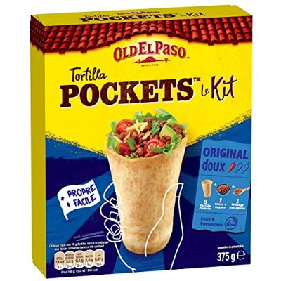 AUCHAN Lot de 3 unités *** OLD EL PASO Kit tortilla pockets doux 4 personnes 375g - Publicité AUCHAN Lot de 3 unités *** OLD EL PASO Kit tortilla pockets doux 4 personnes 375g - Publicité