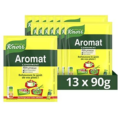 Knorr Recharge pour Assaisonnement en Poudre Aromat, pour Rehausser le Goût de vos Plats, Sans Colorant ni Conservateur 90g x (Lot de 13 Sachets) - Publicité Knorr Recharge pour Assaisonnement en Poudre Aromat, pour Rehausser le Goût de vos Plats, Sans Colorant ni Conservateur 90g x (Lot de 13 Sachets) - Publicité