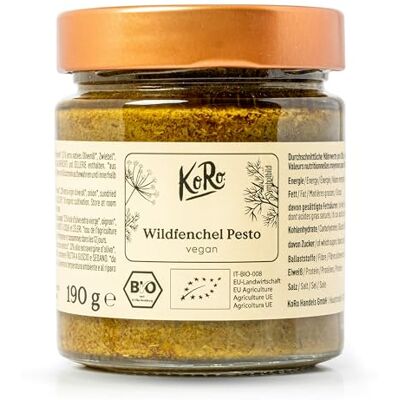 KoRo – Pesto bio au fenouil sauvage 190 g – Fabriqué en Sicile – Affiné avec des raisins secs et des tomates séchées – Vegan - Publicité KoRo – Pesto bio au fenouil sauvage 190 g – Fabriqué en Sicile – Affiné avec des raisins secs et des tomates séchées – Vegan - Publicité