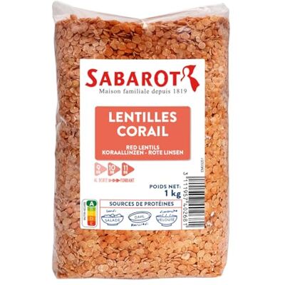 Sabarot Lentilles corail Sachet 1kg - Publicité Sabarot Lentilles corail Sachet 1kg - Publicité