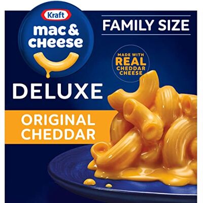 Kraft Deluxe Original Cheddar Macaroni au fromage et macaroni au fromage Format familial Boîte de 680 g - Publicité Kraft Deluxe Original Cheddar Macaroni au fromage et macaroni au fromage Format familial Boîte de 680 g - Publicité