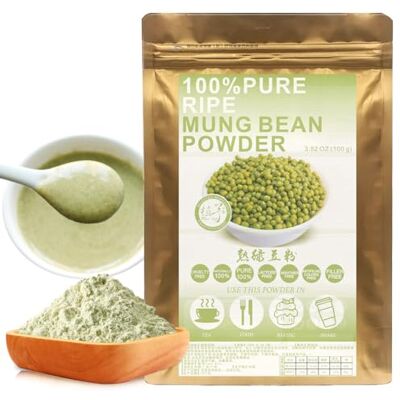 Plant Gift 100% Pure Mung Bean Powder 绿豆粉 Poudre naturelle, excellente saveur pour boissons, smoothies, yaourt, torréfaction, biscuits, gâteaux et boissons 100g / 3.25oz - Publicité Plant Gift 100% Pure Mung Bean Powder 绿豆粉 Poudre naturelle, excellente saveur pour boissons, smoothies, yaourt, torréfaction, biscuits, gâteaux et boissons 100g / 3.25oz - Publicité