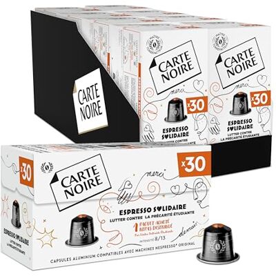 Carte Noire Capsules de Café Espresso Solidaire Numéro 8 Compatibles Nespresso-Café 100purcent Arabica-Lot de 30 x 8 Capsules Aluminium-Fabriqué en France (240 capsules) - Publicité Carte Noire Capsules de Café Espresso Solidaire Numéro 8 Compatibles Nespresso-Café 100purcent Arabica-Lot de 30 x 8 Capsules Aluminium-Fabriqué en France (240 capsules) - Publicité