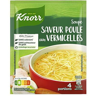 Knorr Soupe Déshydratée Poule aux Vermicelles pour 4 Personnes (Lot de 13 Sachets) - Publicité Knorr Soupe Déshydratée Poule aux Vermicelles pour 4 Personnes (Lot de 13 Sachets) - Publicité