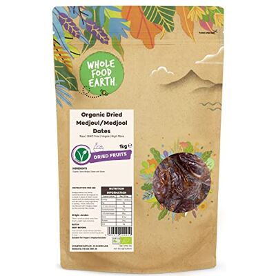 Wholefood Earth Dattes Medjoul-Medjool bio séchées 1 kg Crues Sans OGM Véganes Riches en fibres Certifiées biologiques - Publicité Wholefood Earth Dattes Medjoul-Medjool bio séchées 1 kg Crues Sans OGM Véganes Riches en fibres Certifiées biologiques - Publicité