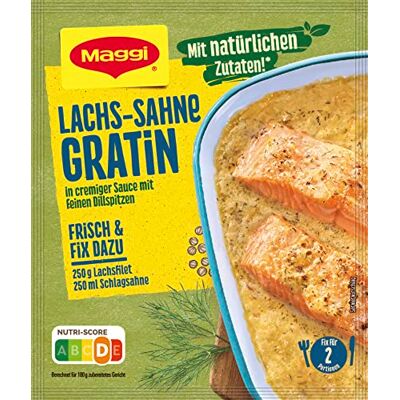 Maggi Fix Assaisonnement Allemagne pour une préparation Rapide Sans Additifs, Gratin de crème de saumon, Mélange prête en un instant 2 portions 26g Lachs-Sahne Gratin - Publicité Maggi Fix Assaisonnement Allemagne pour une préparation Rapide Sans Additifs, Gratin de crème de saumon, Mélange prête en un instant 2 portions 26g Lachs-Sahne Gratin - Publicité